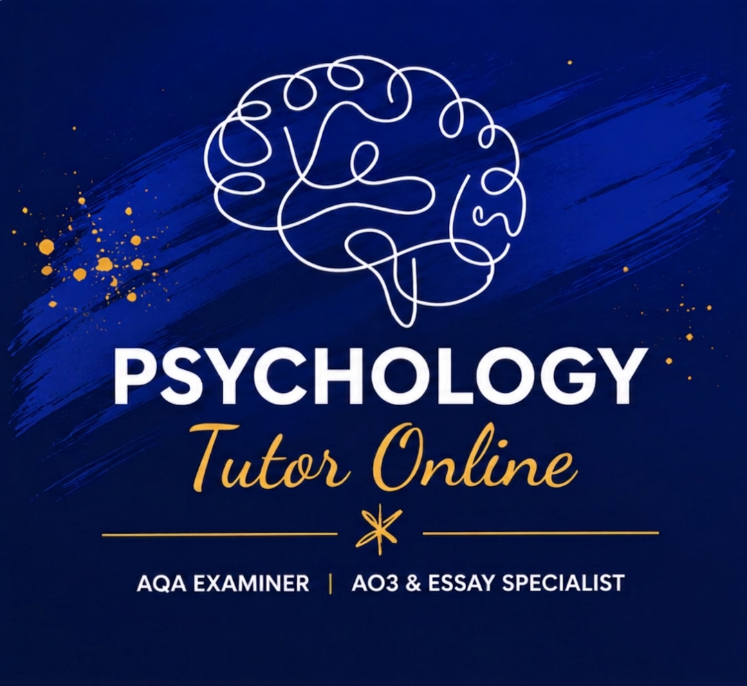 Psychology Tutor Online AQA examiner and AO3 essay specialist branding